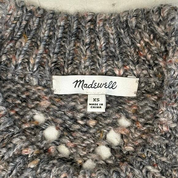 Madewell Pointelle Long Sleeve Sweater Women's XS | Gray Marled Knit | EUC - Picture 5 of 11